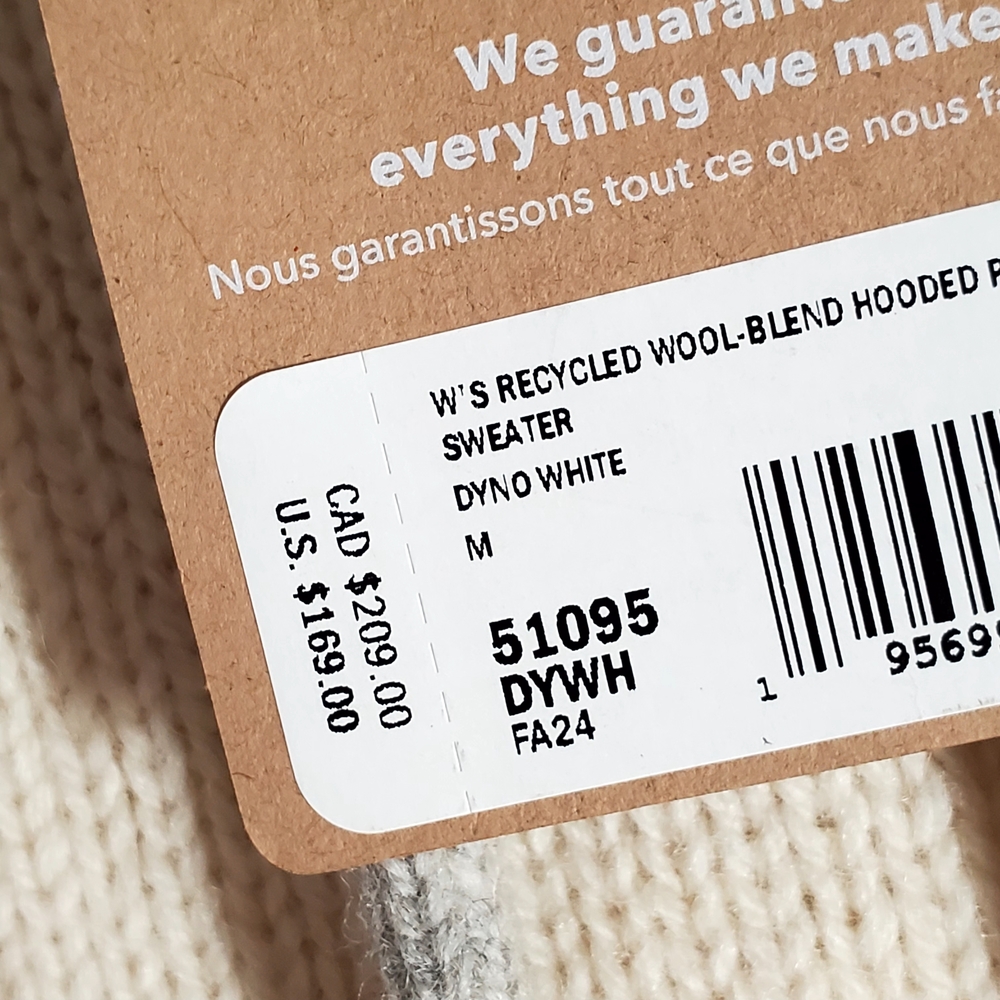 Patagonia Women's Wool Blend Hooded Pullover M Sweater Cream&Gray NEW Orig 169. - Picture 3 of 15